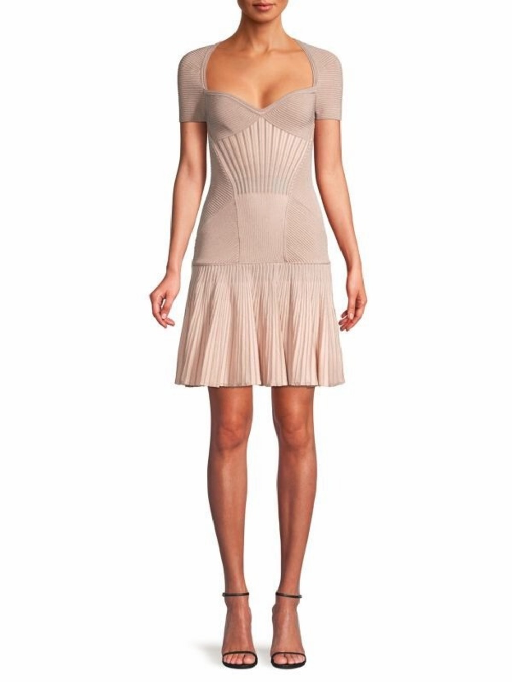 Alexander McQueen 2017 Metallic Knit Corset Dress in Nude Pink&silver, XS, EUC